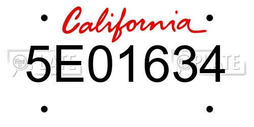 5E01634 California License Plate