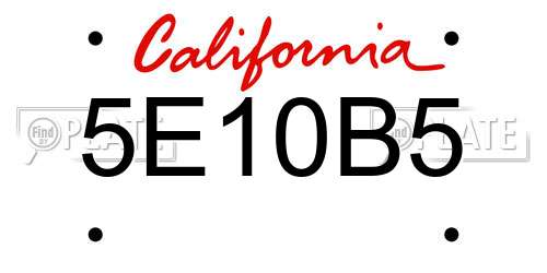 5E10B5 California License Plate