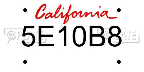 5E10B8 California License Plate