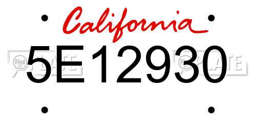 5E12930 California License Plate