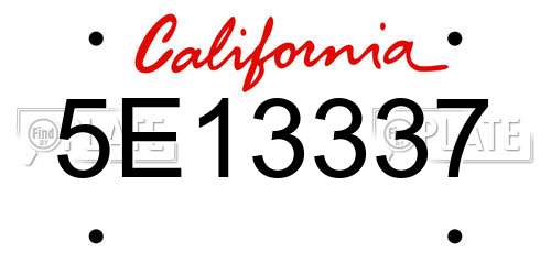 5E13337 California License Plate