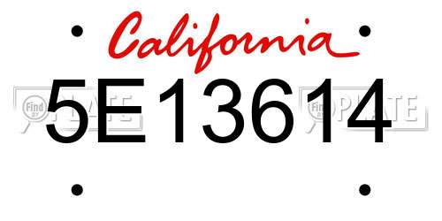 5E13614 California License Plate