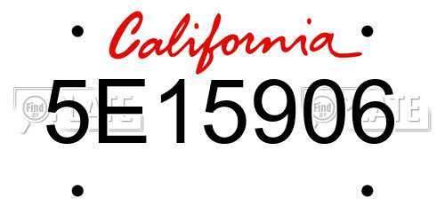 5E15906 California License Plate