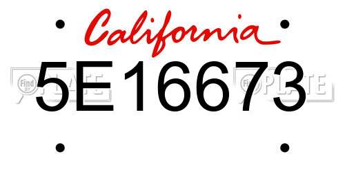 5E16673 California License Plate