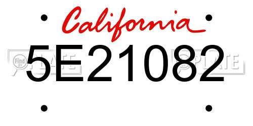 5E21082 California License Plate