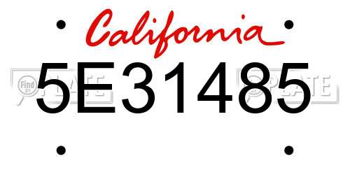 5E31485 California License Plate