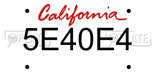 5E40E4 California License Plate
