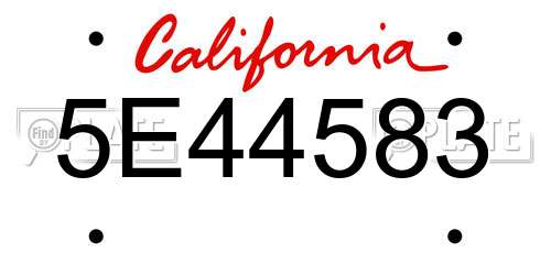 5E44583 California License Plate