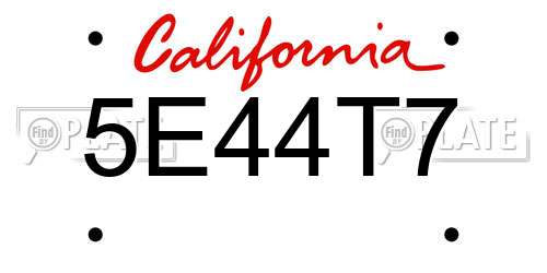 5E44T7 California License Plate