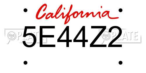 5E44Z2 California License Plate