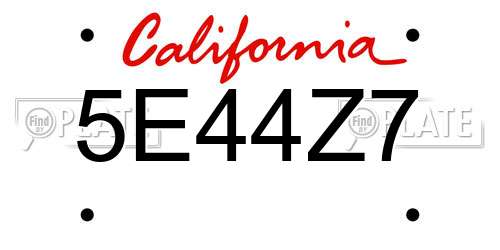 5E44Z7 California License Plate
