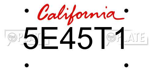 5E45T1 California License Plate