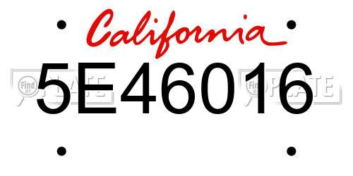 5E46016 California License Plate