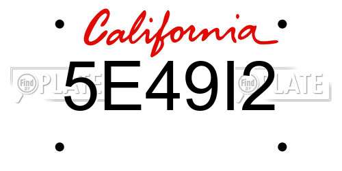 5E49I2 California License Plate