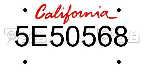 5E50568 California License Plate