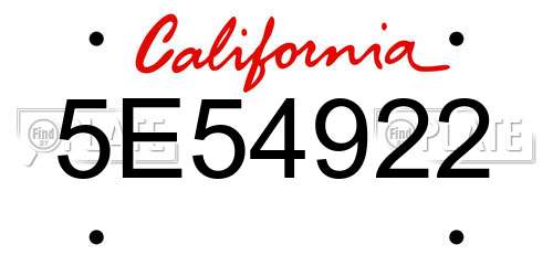 5E54922 California License Plate