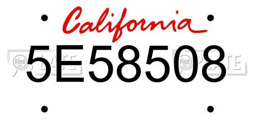 5E58508 California License Plate