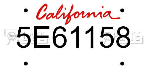 5E61158 California License Plate