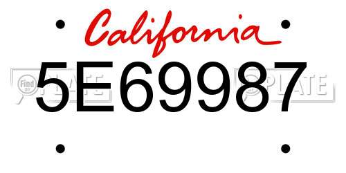 5E69987 California License Plate