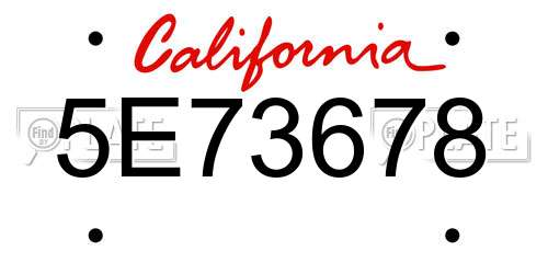 5E73678 California License Plate