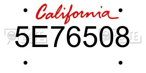 5E76508 California License Plate