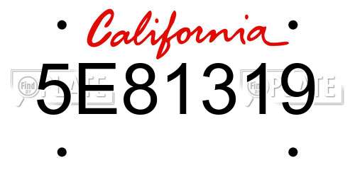 5E81319 California License Plate