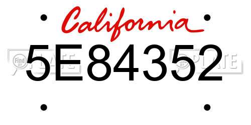 5E84352 California License Plate