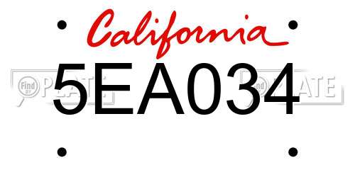 5EA034 California License Plate
