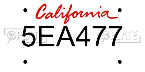 5EA477 California License Plate