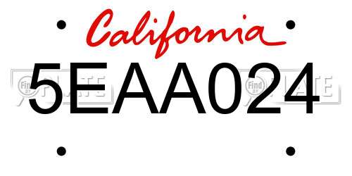 5EAA024 California License Plate