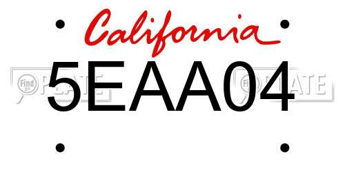 5EAA04 California License Plate