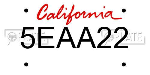 5EAA22 California License Plate