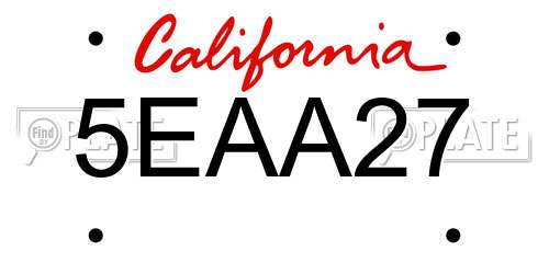 5EAA27 California License Plate