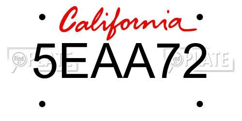 5EAA72 California License Plate