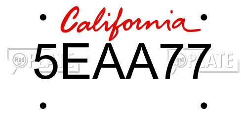 5EAA77 California License Plate