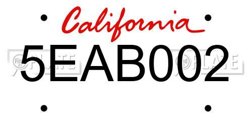5EAB002 California License Plate