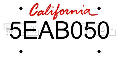 5EAB050 California License Plate