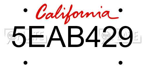 5EAB429 California License Plate