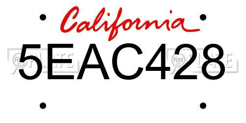 5EAC428 California License Plate