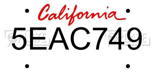 5EAC749 California License Plate