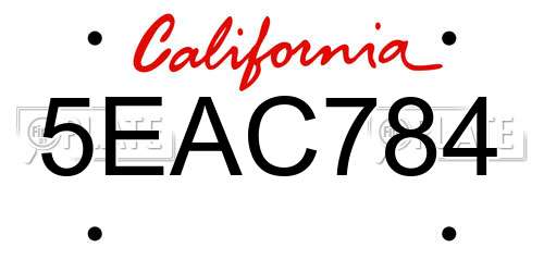5EAC784 California License Plate