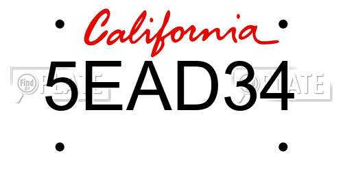 5EAD34 California License Plate