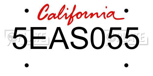 5EAS055 California License Plate