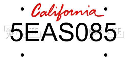 5EAS085 California License Plate