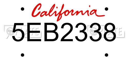 5EB2338 California License Plate