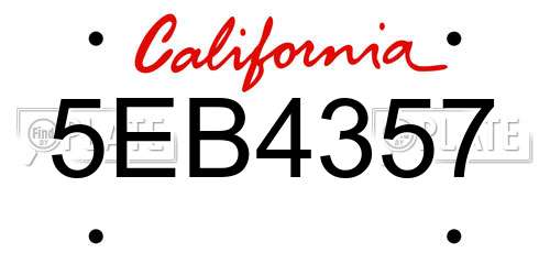 5EB4357 California License Plate