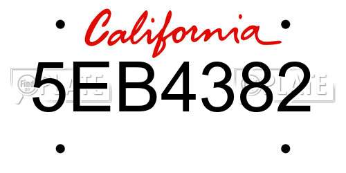5EB4382 California License Plate
