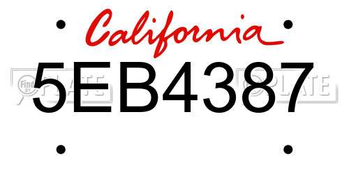 5EB4387 California License Plate