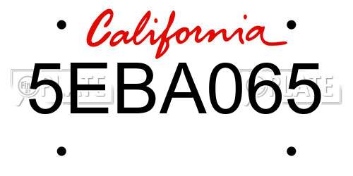 5EBA065 California License Plate