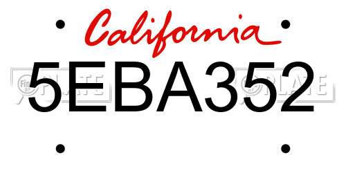 5EBA352 California License Plate